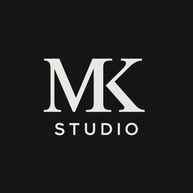 MK Studio logo in white on a black background